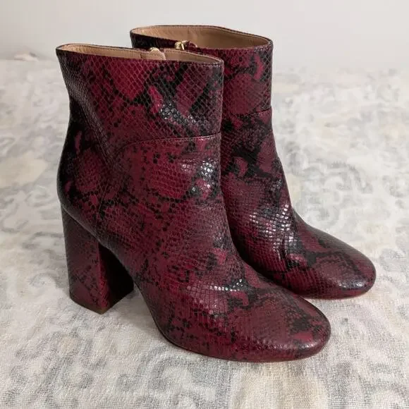 Twin-Set Leather Ankle Boots in Red Python Print Size 40 / US 10 - Picture 2 of 12